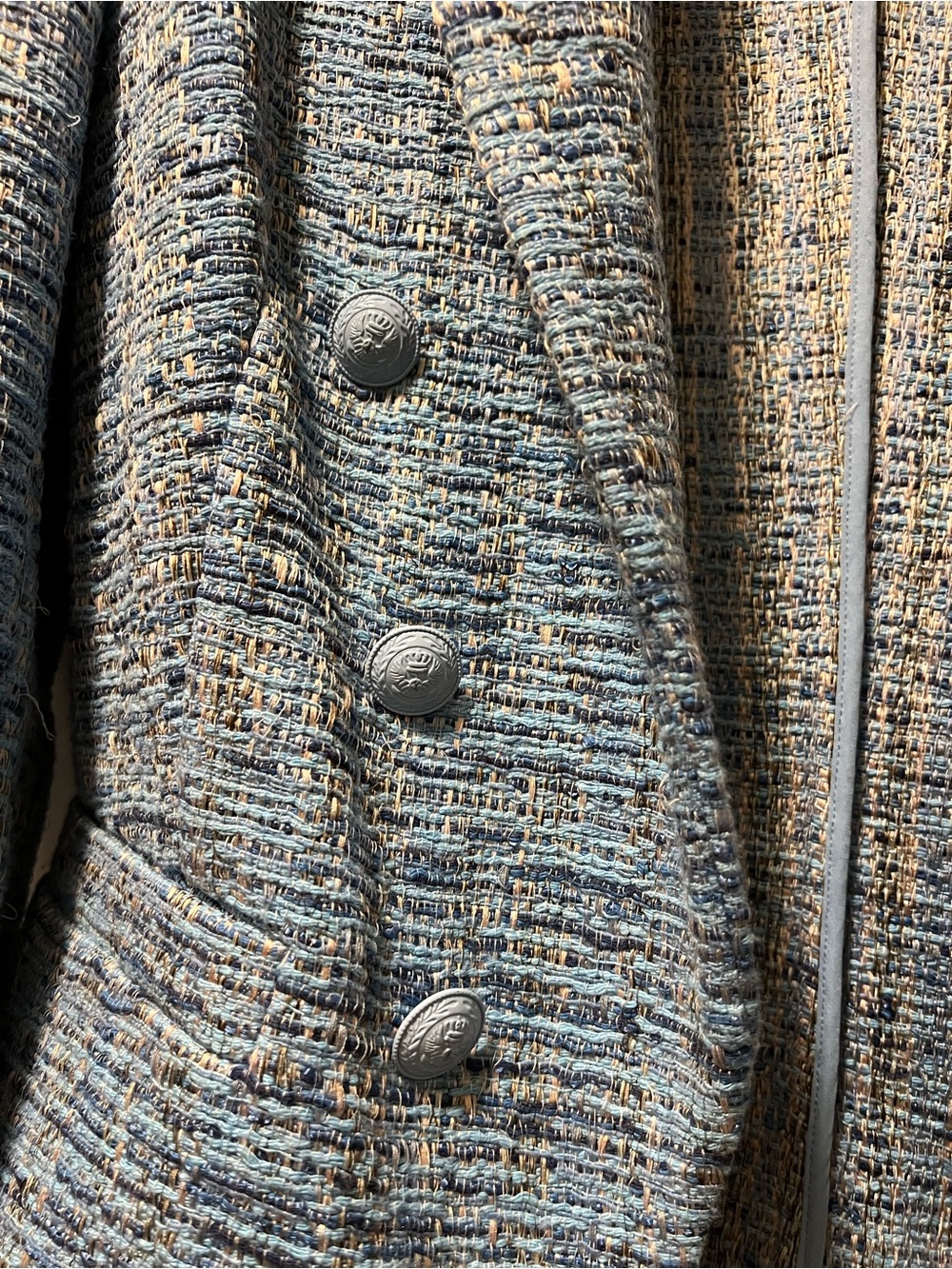L’AGENCE Brooke Multi-Blue Tweed Blazer, Size 2 - Picture 8 of 10